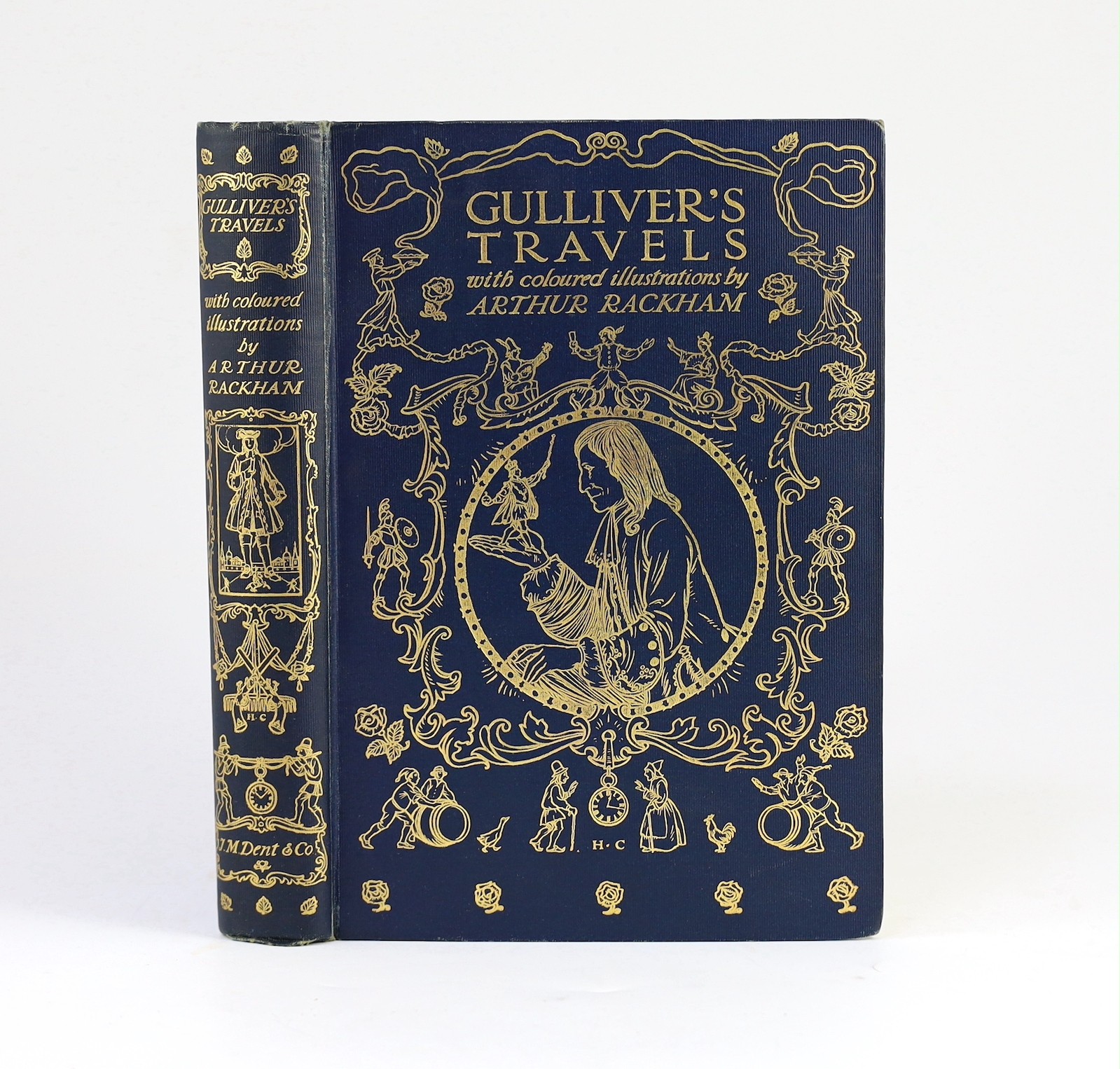 Swift, Jonathan - Gulliver’s Travels, illustrated with 12 coloured plates by Arthur Rackham, 8vo, blue pictorial cloth gilt, J.M. Dent & Co., London, 1909